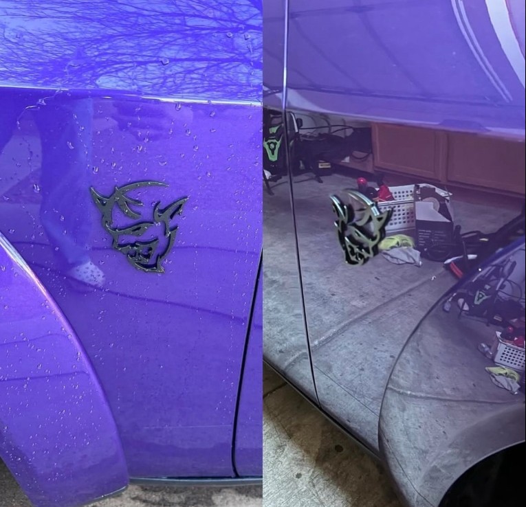Dodge Demon exterior detail — before and after, Tucson AZ