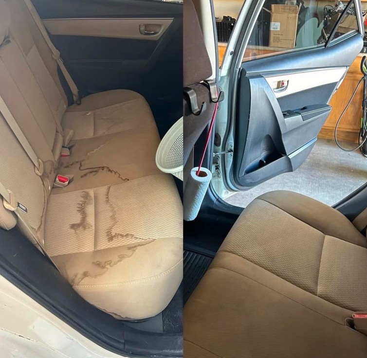 Toyota Camry back seat deep clean — before and after interior detailing
